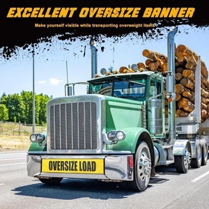 2 Oversize Oversize Load Signs 18" X 84" | Safety Flag With Bungee Chord Hooks - Picture 1 of 5