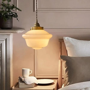 Milk Glass Pendant Light Chandelier Hanging Lamp Adjustable High Kitchen Island - Picture 1 of 9