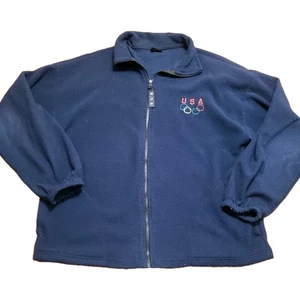 Chaqueta polar casual con cremallera completa grande unisex de los Juegos Olímpicos de Invierno de EE. UU. Hecha en EE. UU. - Imagen 1 de 5