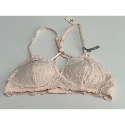 NWT Aerie Womens Light Pink Real Power Racerback Plung Push Up Lace Bra Size 34A - Image 1 of 4