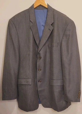 Chaqueta Abrigo Deportivo Ralph Lauren Para Hombre Blazer 46R Lana Seda Pata de Gallo Azul Beige Foto 1 de 4