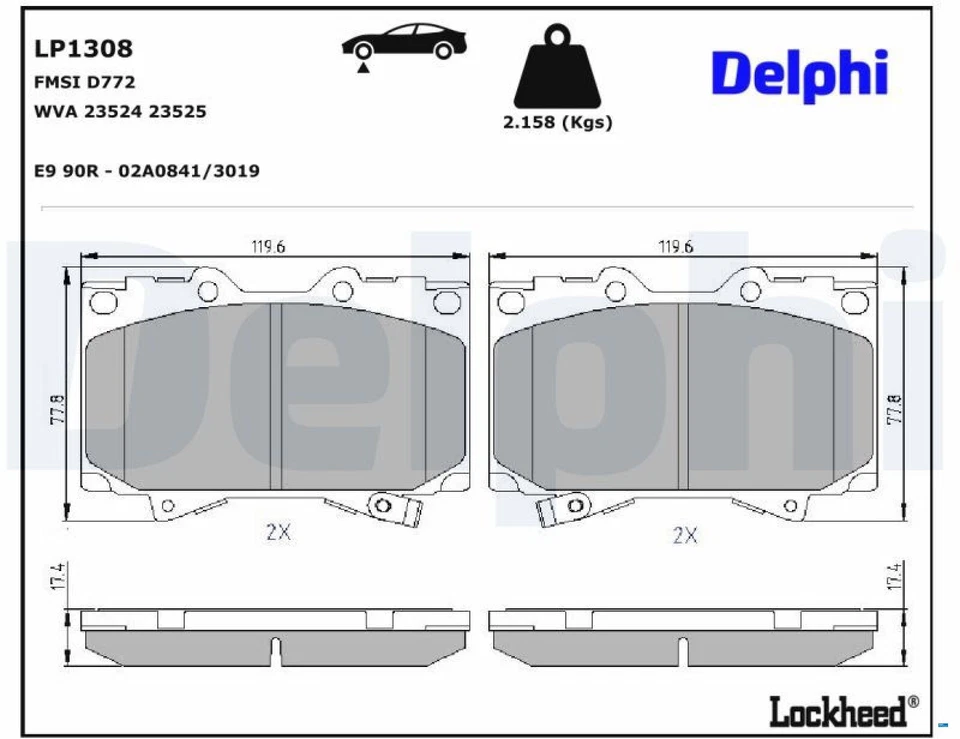 Delphi LP1308 Bremsbelagsatz für Scheibenbremse Bremsbelagsatz  - Bild 1 von 1