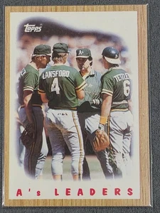 A's Team Leaders Tony LaRussa, Mickey Tettleton, Carney Lansford #456 1987 Topps - Picture 1 of 1