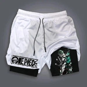 Pantalones Cortos Anime One Piece para Gimnasio Entrenamiento Estampado Alta Calidad Diseño Zoro - Imagen 1 de 3