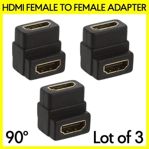 Paquete de 3 adaptadores HDMI hembra a hembra acoplador cable extensor conector de 90 grados - Imagen 1 de 6