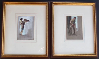 Carl Oscar Borg 1925-28 Película Firmada Estudios de Vestuario Pinturas Gouache En Marcos Foto 1 de 4