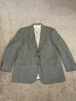 OSCAR DE LA RENTA 男式 Houndstooth/Tweed Blazer 棕色黑色 46L 码 100% 羊毛 — 第 1/4 张图片