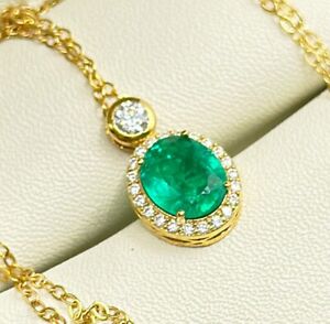 "Top" Damen Anhänger mit Kette Brillant Diamanten Smaragd echtes750 Gelbgold 18K