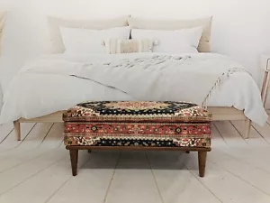 Hidden storage, Ottoman bench, Bohemian bench,Footstool bench, Mudroom organizer - Picture 1 of 7