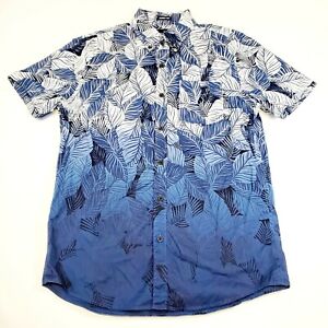 American Eagle Hawaiian Shirt Mens S Small White Blue Fade Short Sleeve Soft