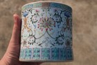 0062 Qing Dynasty Daoguang Famille Rose Floral Brush Pot