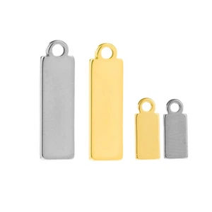 40pcs Stainless Steel Rectangle Charms Stamping Blank Tag Pendants DIY Supplies - Picture 1 of 10