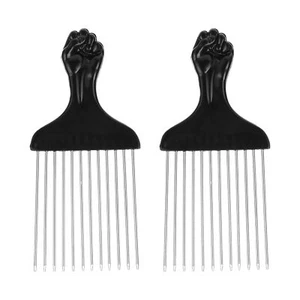 2 Pack Metal Hair Pick Afro Comb Hair Pick Comb Hair Styling Tool for Detangling - Picture 1 of 7