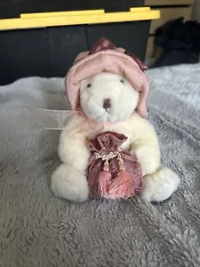 Russ Ll'L Cream Puff Teddy Bear Vintage Pink Hat Purse Valentine’s Rose Floral - Picture 1 of 5