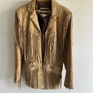 Fransen Wildleder Lederjacke Nieten Gr. M USA Western Cowgirl Rockabilly - Bild 1 von 6