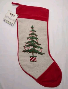 Neu mit Etikett Nadelspitze Weihnachtsstrumpf 20" rot Samt gefüttert neu mit Etikett - Bild 1 von 4