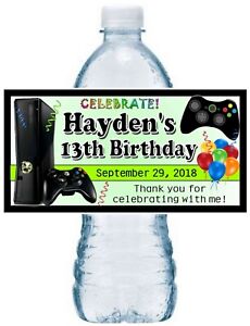 20 VIDEO GAME BIRTHDAY PARTY FAVORS WATER BOTTLE LABELS ~ waterproof ink