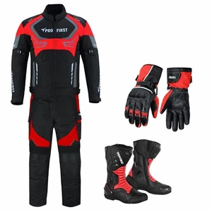 Men Motorcycle Suit Motorbike Clothing Suits Jacket Trouser Armoured CE - Picture 1 of 20