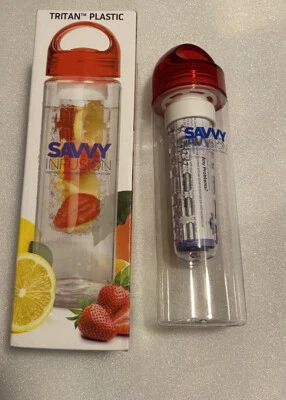 Botella de agua roja hidratación Savvy Infusion 24 oz plástico seguro libre de BPA SC2 Foto 1 de 2