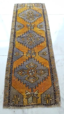 LONG GEOMETRİC ANTİQUE RUG, Handmade Runner Rug Caucasian FREE SHİPPİNG RUG - Image 1 of 4