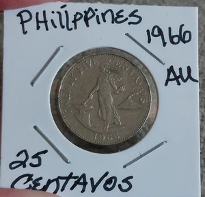 HIGH GRADE 1966 PHILIPPINES 25 CENTAVOS AU - Picture 1 of 4