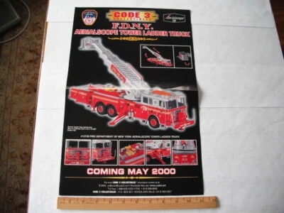 CODE 3 COLLECTIBLES  FDNY aerialscope tower ladder truck #79 advertising poster - Image 1 of 4