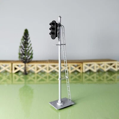 1 x HO scale model railroad 3 aspects block signal LED 3 colors silver #K03Sr - Image 1 of 4