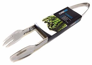 Chef Aid Tongs Food Serving Stainless Steel Chrome Finish Scissors Type Assorted