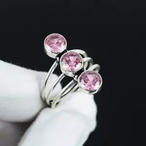 Pink Kunzite Gemstone Ring 925 Sterling Silver Handmade For Gift Jewelry KB-934 - Picture 1 of 7