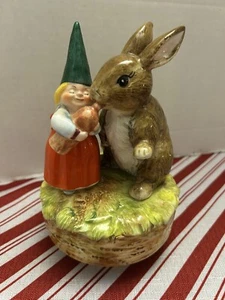 Vintage 1979 Unieboek Gorham Bunny Gnome Music Box Plays Love Me Tender - Picture 1 of 10