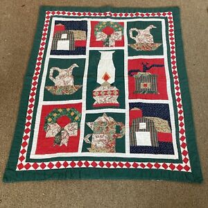 Vintage Country Farmhouse Christmas Patchwork Quilt Throw Blanket 47" x 56"