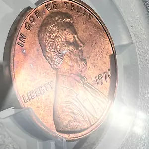 1976 1C Lincoln Cent PCGS MS65RD raro errore frammento metallo mancato mix improprio - Foto 1 di 14