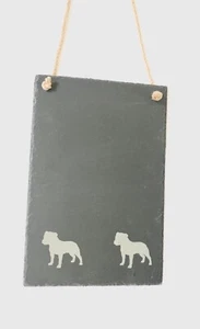 Staffordshire Bull Terrier Dog Slate Hanging Memo Board Kitchen Chalk Board Gift - Picture 1 of 3