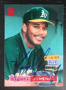 AUTOGRAPHED - Miguel Jimenez Topps #356 Oakland Athletics 1994 Stadium Club - Picture 1 of 2
