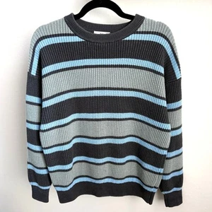 Aritzia TNA Century Sweater XS Striped Crewneck Oversized Knit Comfort Coastal - Picture 1 of 8