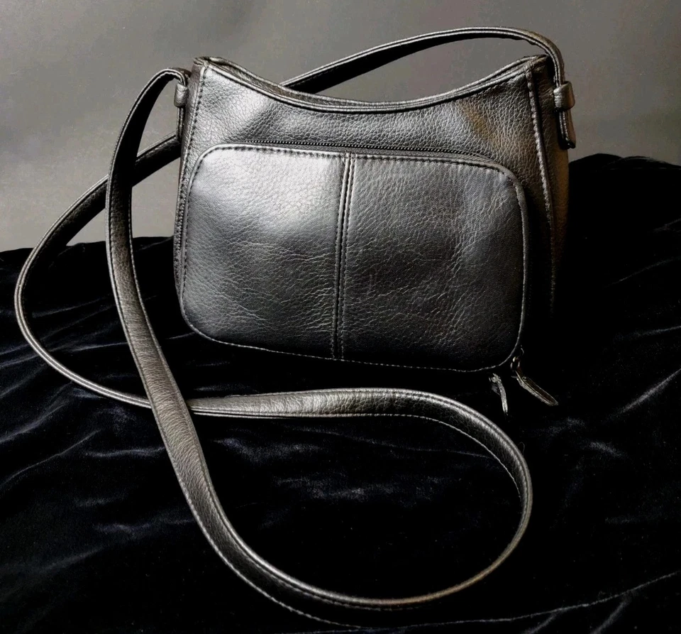 Сумочка через плечо St. John's Bay 90-е Y2k маленькая черная шагреневая кожа винтажный брелок - Изображение 1 из 4