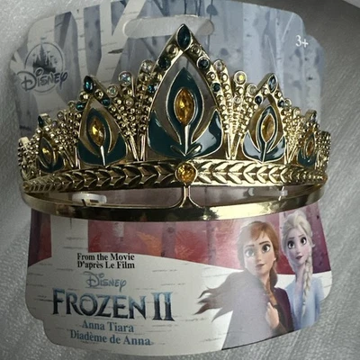 New! Disney Store Frozen 2  QUEEN ANNA Tiara Metal Heavy Duty Gold Green Jewels - Image 1 of 4