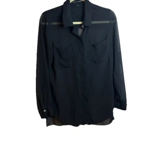 ISDA & CO SHEER BLACK BUTTON FRONT BLOUSE WOMEN'S SIZE Large Sexy Grunge - Picture 1 of 3
