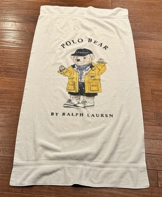Abrigo de lluvia vintage años 90 Ralph Lauren polo deportivo oso toalla de playa baño 34x68 Foto 1 de 4