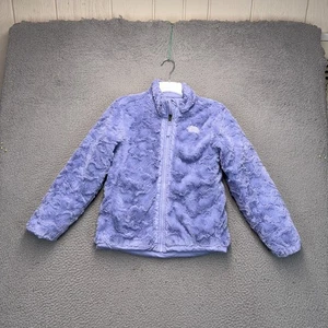 The North Face Reversible Jacket Girls Medium Purple Hooded Outdoor Hiking FLAWS - Picture 1 of 21