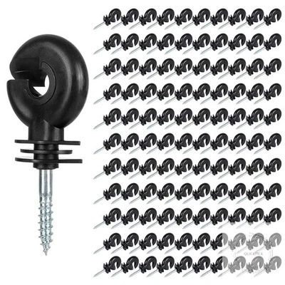 100PCS Electric Fence Insulator Electric Fence Post Screw-in Insulator Black Rin - Image 1 of 4
