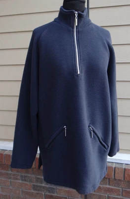 Chaqueta Larga Pullover Nordstrom Azul Marino Acanalada Cremallera Bolsillos Frontales $9.99 Foto 1 de 4