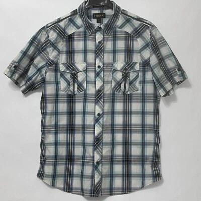 HELIX Men Size XL Athletic Fit Short Sleeve Plaid Button Shirt Multicolor - Image 1 of 4