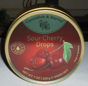 Cavendish & Harvey Sour Cherry Premium Drops Candy 7 oz 200g Tin Exp 06/2027 - Picture 1 of 5