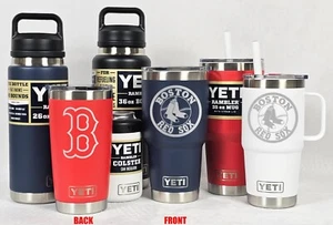 BOSTON RED SOX YETI Laser Engraved Tumblers, Mugs, Can Colsters and Chug Bottles - Picture 1 of 3
