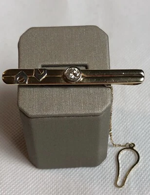 New Fine ITALY 14k Multi-tone Gold Brilliant Diamond 6.00 mm Men’s Tie Clip - Image 1 of 4