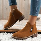 Fashion Women Low Ankle Trim Round Toe Ankle Leather Boots Casual And Ladies