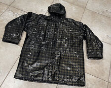 Wippette Rainthings Hooded Vinyl Raincoat Size L Navy/Gold/black EUC