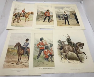 Vtg Lot Of 5 British Army Art Prints Military Horses Cavalry Chromolithograph - Picture 1 of 12