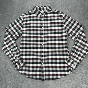 Good Fellow & Co Slim Button Down Shirt Mens Medium Plaid Burgundy Comfort - Picture 1 of 12